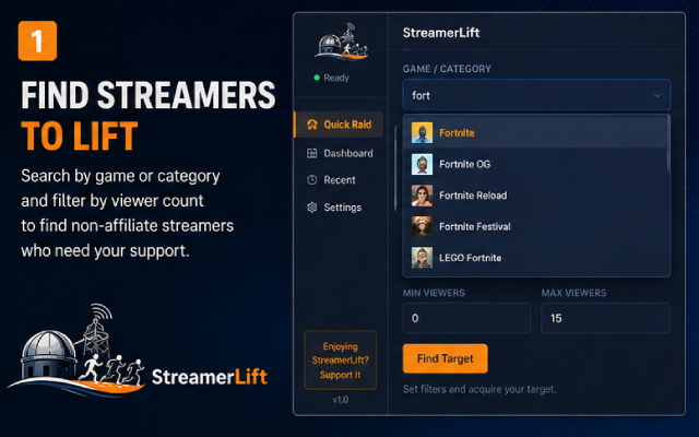 StreamerLift stream finder